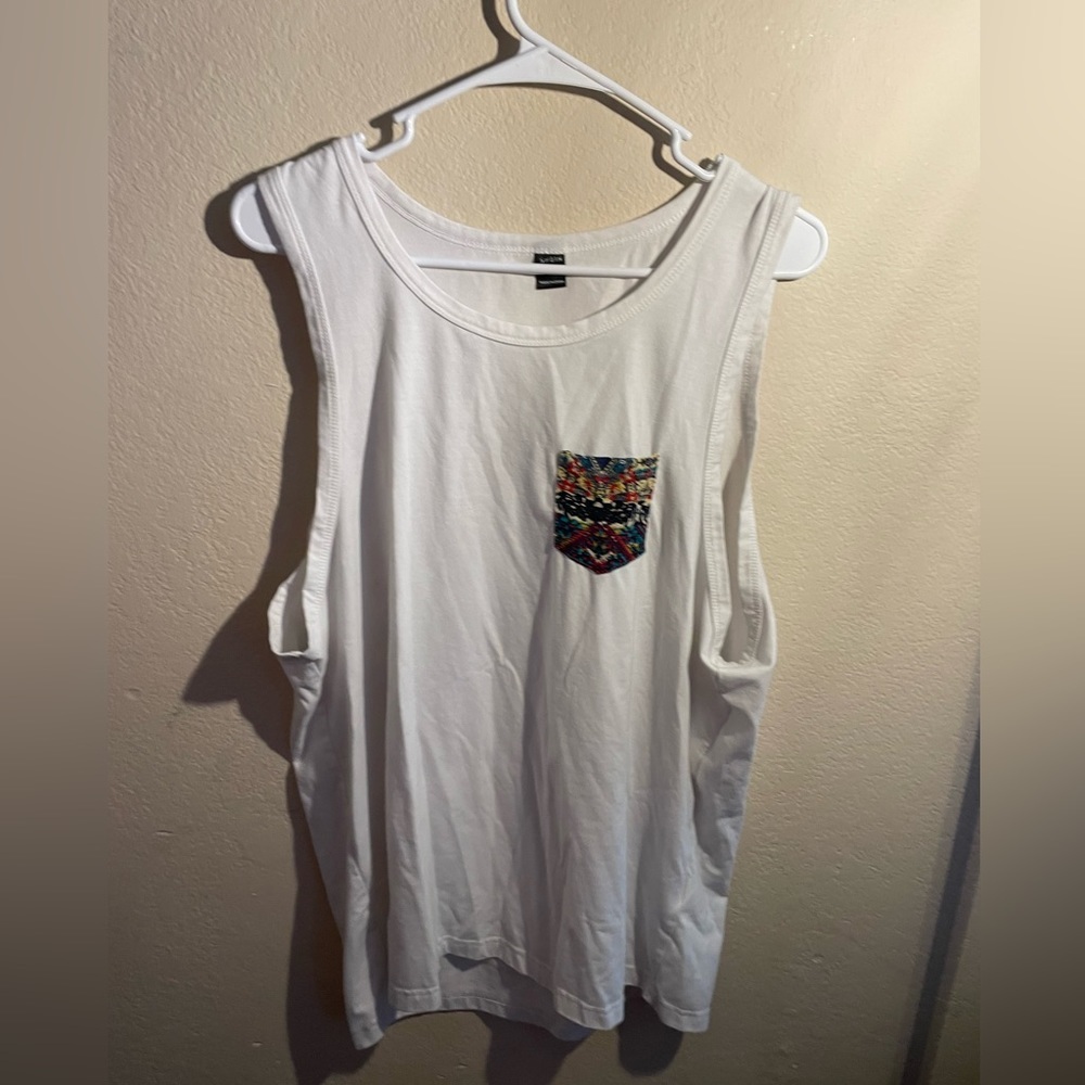 Shein White Tank Top With Pocket -Medium